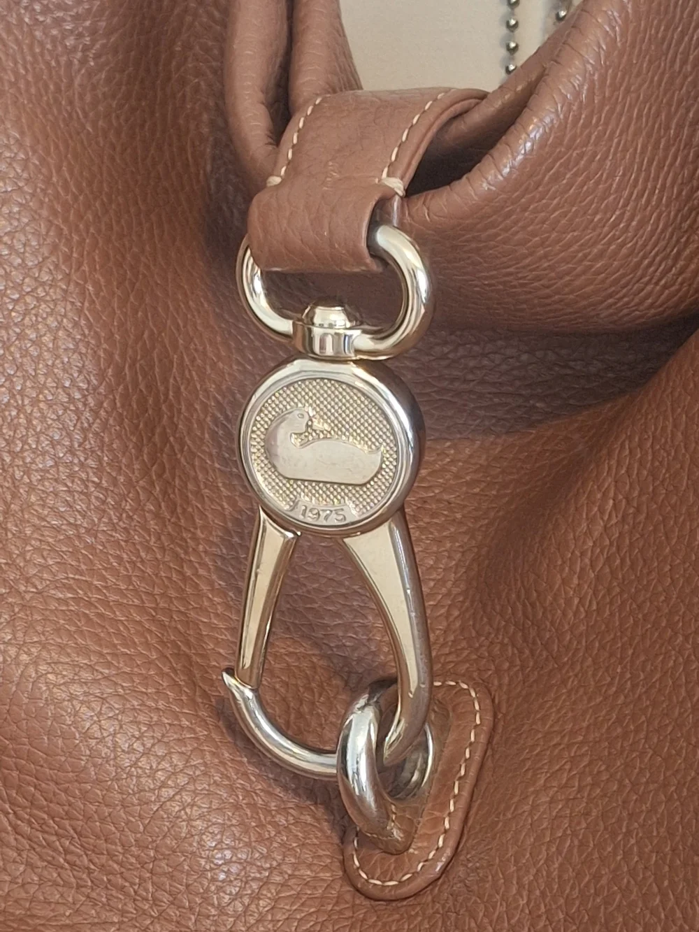 Dooney & Bourke Leather Hobo Shoulder Bag in Brown - LARGE LOGO